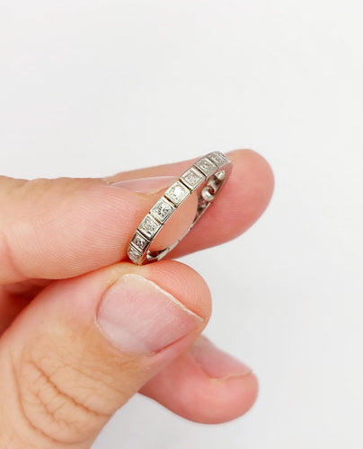 Bague 55.5 Alliance américaine en or blanc 18k avec diamants, vers 1960 58 Facettes A07918