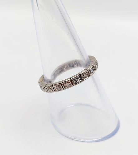 Bague 55.5 Alliance américaine en or blanc 18k avec diamants, vers 1960 58 Facettes A07918