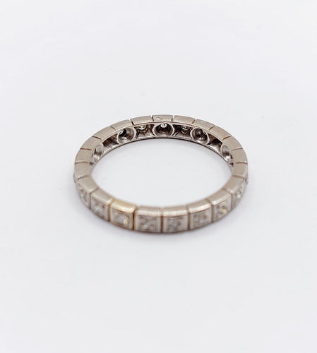 Bague 55.5 Alliance américaine en or blanc 18k avec diamants, vers 1960 58 Facettes A07918