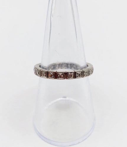 Bague 55.5 Alliance américaine en or blanc 18k avec diamants, vers 1960 58 Facettes A07918