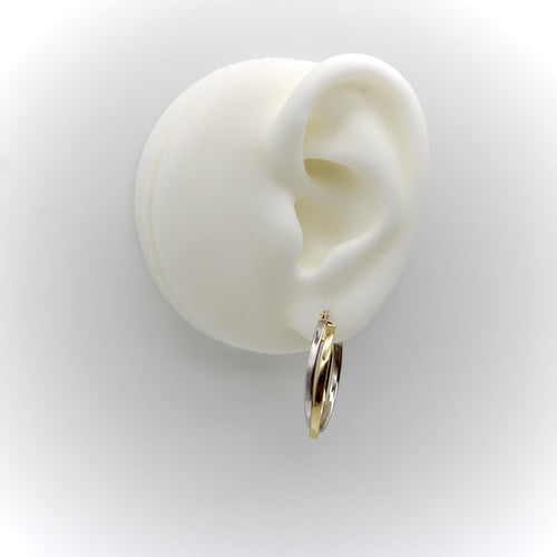 Boucles d'oreilles Créoles ovales bicolores en or 14k 58 Facettes 11235