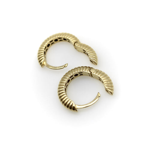 Boucles d'oreilles Créoles vintage côtelées en or 14k 58 Facettes 11234