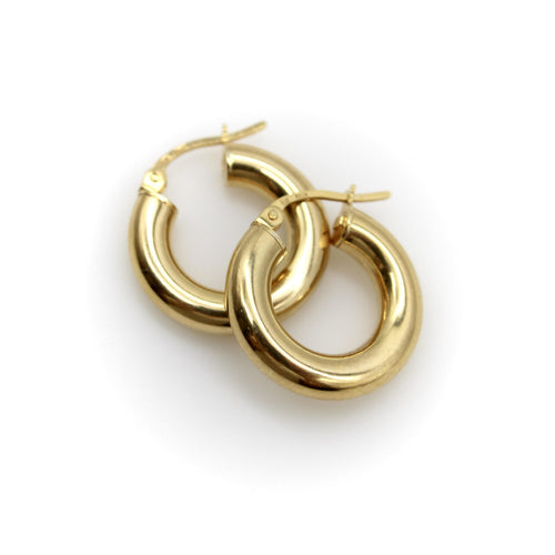 Boucles d'oreilles Boucles d’oreilles créoles macaroni vintage italiennes en or 18k 58 Facettes 11233