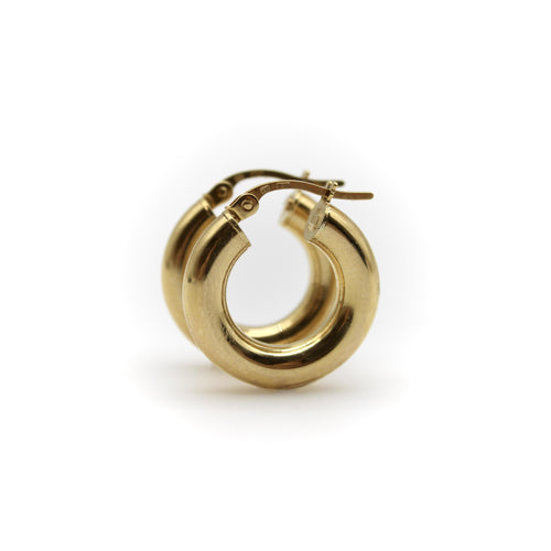 Boucles d'oreilles Boucles d’oreilles créoles macaroni vintage italiennes en or 18k 58 Facettes 11233