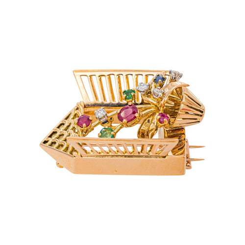 Broche Broche en or rose et jaune 18k, rubis, diamants, saphirs et émeraudes 58 Facettes 4972202RV