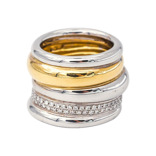 Bague 52 Pomellato - Bague Tubolare en or blanc et jaune 18k, diamants 58 Facettes 5716817CN