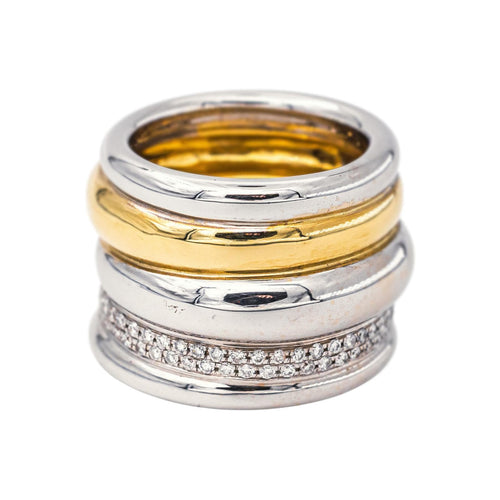 Bague 52 Pomellato - Bague Tubolare en or blanc et jaune 18k, diamants 58 Facettes 5716817CN