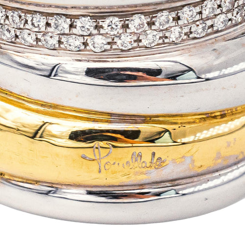 Bague 52 Pomellato - Bague Tubolare en or blanc et jaune 18k, diamants 58 Facettes 5716817CN
