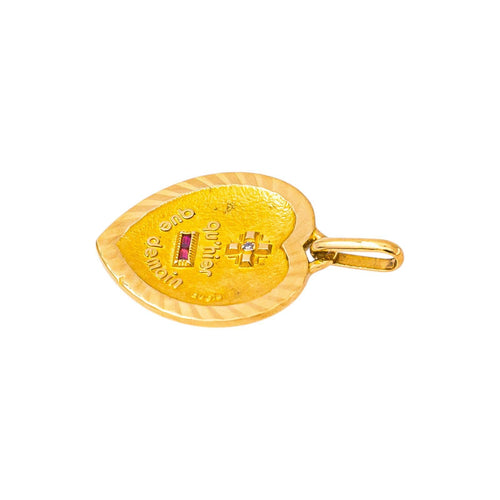 Pendentif Augis - Pendentif cœur en or jaune 750, rubis synthétiques et diamant 58 Facettes 5730663CN