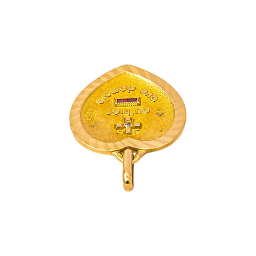 Pendentif Augis - Pendentif cœur en or jaune 750, rubis synthétiques et diamant 58 Facettes 5730663CN