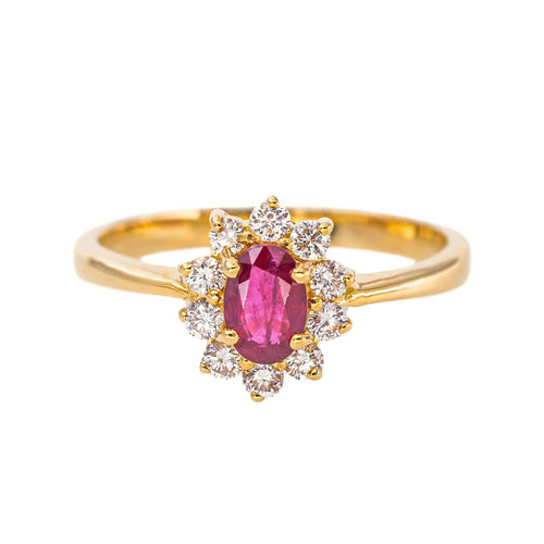 Bague 56 Pompadour - Bague en or jaune 750, rubis et diamants 58 Facettes 5866825CN