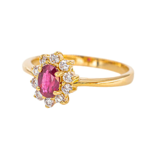 Bague 56 Pompadour - Bague en or jaune 750, rubis et diamants 58 Facettes 5866825CN