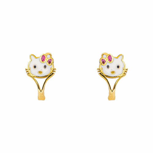 Boucles d'oreilles Hello Kitty - Boucles d’oreilles dormeuses en or jaune 750 58 Facettes 5875557CN