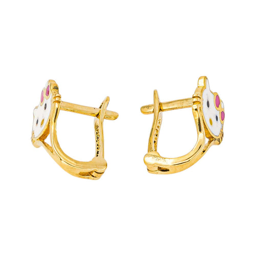 Boucles d'oreilles Hello Kitty - Boucles d’oreilles dormeuses en or jaune 750 58 Facettes 5875557CN