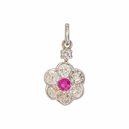 Pendentif Pendentif en or blanc et jaune, rubis synthétique et diamants 58 Facettes 5894697CN