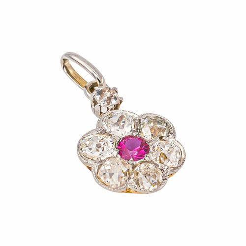 Pendentif Pendentif en or blanc et jaune, rubis synthétique et diamants 58 Facettes 5894697CN