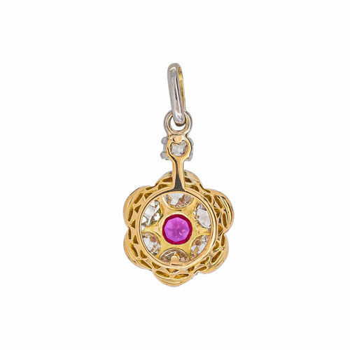 Pendentif Pendentif en or blanc et jaune, rubis synthétique et diamants 58 Facettes 5894697CN
