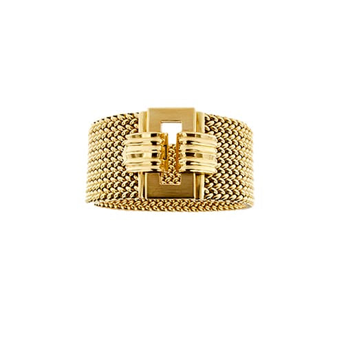 Bracelet Bracelet manchette vintage en or jaune 18 ct, maille milanaise 58 Facettes 37623