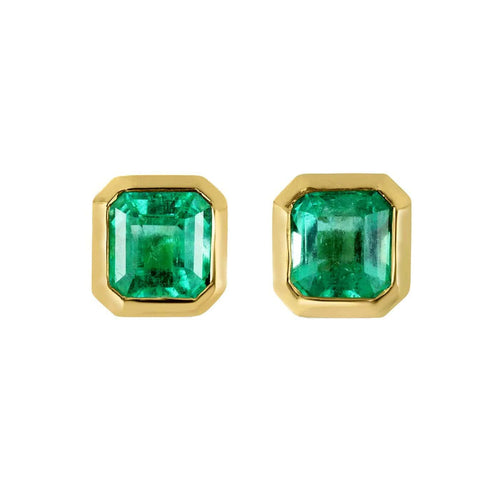 Boucles d'oreilles Boucles d’oreilles puces en or 18k avec émeraudes naturelles taille Asscher 58 Facettes GER1051YG_20261007