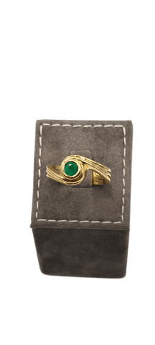 Bague 56 Mellerio - Bague Tourbillon en or jaune 18k sertie d’une émeraude 58 Facettes Valuor Modèle-003