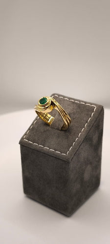 Bague 56 Mellerio - Bague Tourbillon en or jaune 18k sertie d’une émeraude 58 Facettes Valuor Modèle-003