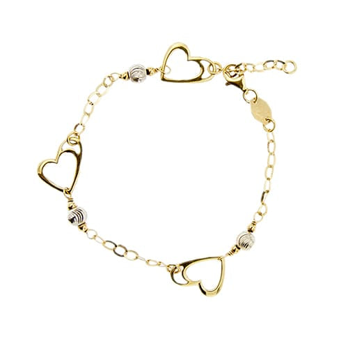 Bracelet Bracelet à maille forçat en or jaune et or blanc 18 ct, cœurs 58 Facettes 29396