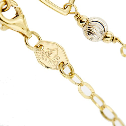Bracelet Bracelet à maille forçat en or jaune et or blanc 18 ct, cœurs 58 Facettes 29396