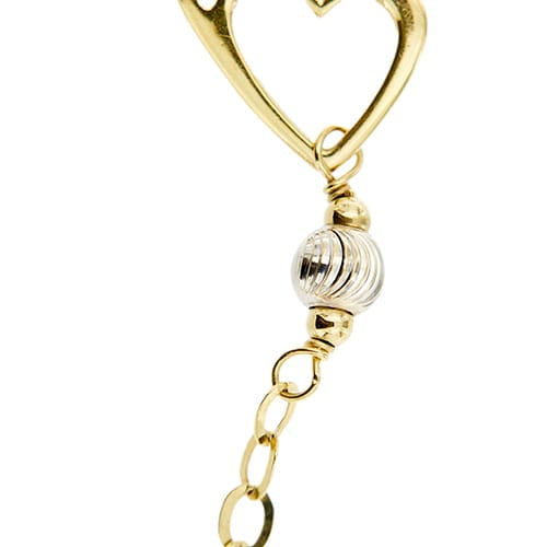 Bracelet Bracelet à maille forçat en or jaune et or blanc 18 ct, cœurs 58 Facettes 29396