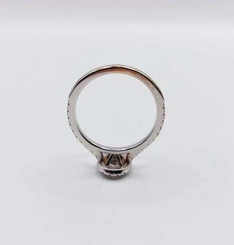 Bague 49.5 Bague solitaire vintage en or blanc 18k, diamant ovale 0,42 ct, certificat GIA 58 Facettes A07773