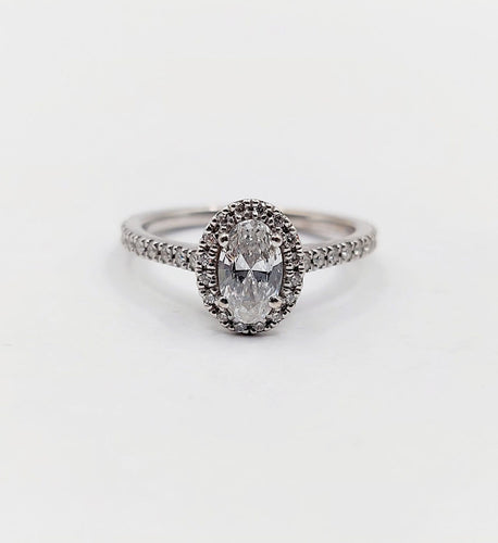 Bague 49.5 Bague solitaire vintage en or blanc 18k, diamant ovale 0,42 ct, certificat GIA 58 Facettes A07773