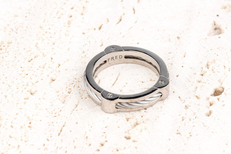 Bague 55 FRED - Bague Force 10 en or blanc 18 carats, 7,30 g 58 Facettes BGFREDCC1560-107