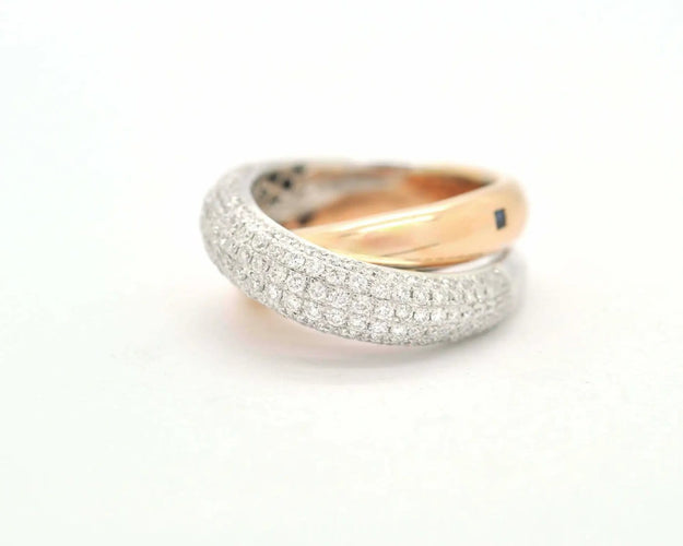 Bague 54 Wagner - Bague en or blanc et rose 18k, diamants 58 Facettes 293T21_M