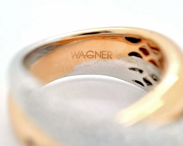Bague 54 Wagner - Bague en or blanc et rose 18k, diamants 58 Facettes 293T21_M