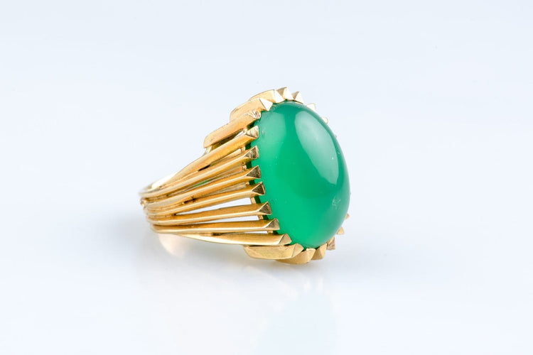 Bague 53 Bague vintage vers 1960 en or 18 carats avec béryl cabochon de 11,50 ct 58 Facettes BG-JADCC1532-107