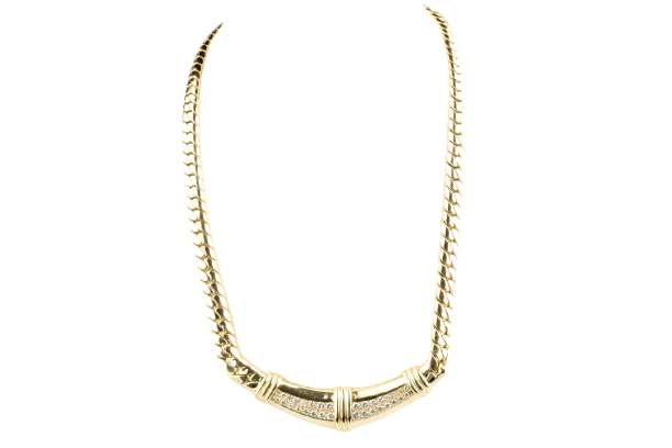 Collier Collier en or jaune 18 carats, maille anglaise et 32 diamants 58 Facettes CLDANGCC1562-107