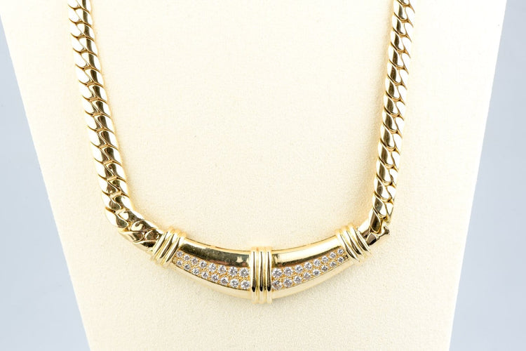 Collier Collier en or jaune 18 carats, maille anglaise et 32 diamants 58 Facettes CLDANGCC1562-107