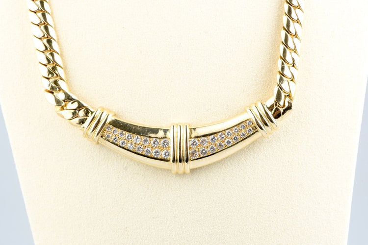 Collier Collier en or jaune 18 carats, maille anglaise et 32 diamants 58 Facettes CLDANGCC1562-107