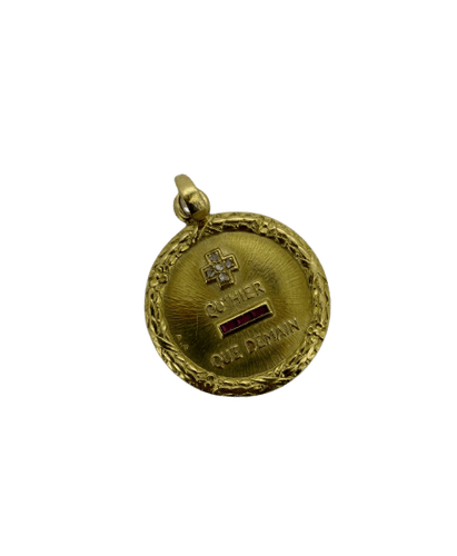 Pendentif A. Augis - Pendentif médaille d’amour en or 18k, diamants et rubis 58 Facettes AUGIS001