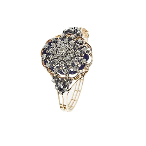 Bracelet Bracelet rigide émaillé à diamants en or rose 14 ct 58 Facettes 37288