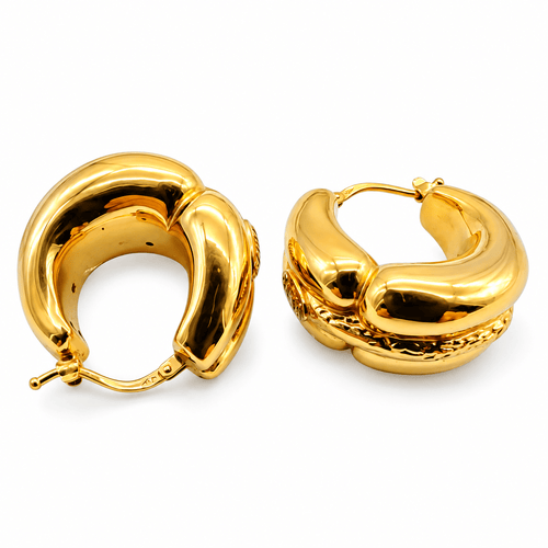 Boucles d'oreilles RAIKA - Boucles d’oreilles créoles en or jaune 18 carats 58 Facettes Boucles d'oreilles créoles en or jaune 18 k