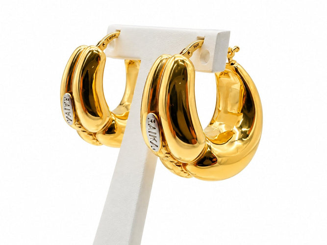 Boucles d'oreilles RAIKA - Boucles d’oreilles créoles en or jaune 18 carats 58 Facettes Boucles d'oreilles créoles en or jaune 18 k