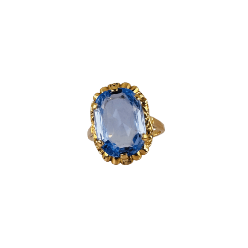 Bague 53 Bague en or jaune 18k avec topaze bleue ovale de 5,7 ct 58 Facettes 2609008