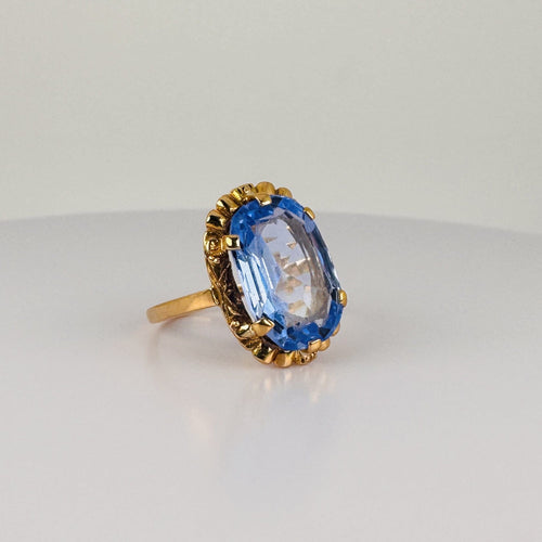Bague 53 Bague en or jaune 18k avec topaze bleue ovale de 5,7 ct 58 Facettes 2609008