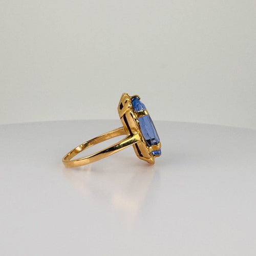 Bague 53 Bague en or jaune 18k avec topaze bleue ovale de 5,7 ct 58 Facettes 2609008