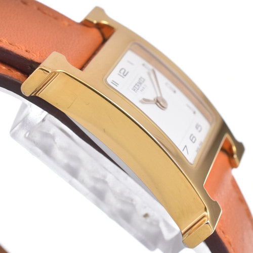 Montre Hermès - Montre Heure H à quartz en métal plaqué et cuir 58 Facettes ct0aknazuw