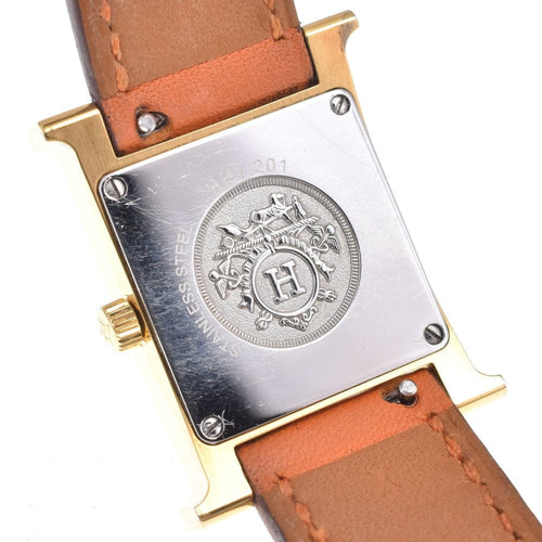 Montre Hermès - Montre Heure H à quartz en métal plaqué et cuir 58 Facettes ct0aknazuw