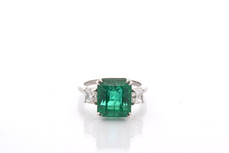 Bague 53 Bague émeraude 5,84 ct et diamants en platine 58 Facettes 27217-27357-27248-27249