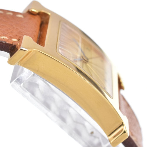 Montre Hermès Heure H - Montre à quartz en métal plaqué et cuir 58 Facettes gzaqb7zv04
