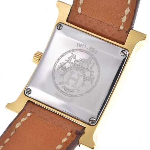 Montre Hermès Heure H - Montre à quartz en métal plaqué et cuir 58 Facettes gzaqb7zv04