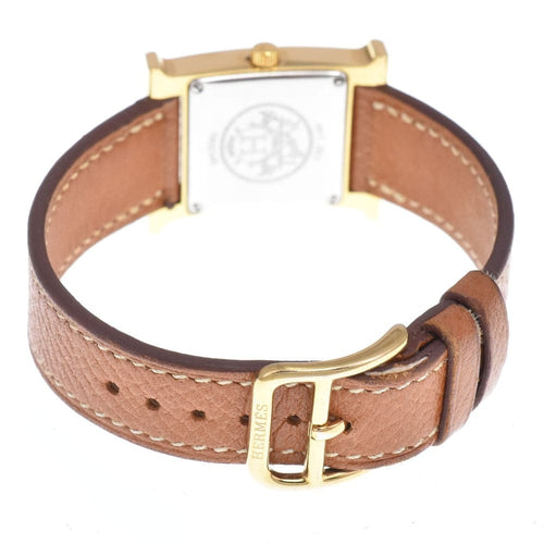 Montre Hermès Heure H - Montre à quartz en métal plaqué et cuir 58 Facettes gzaqb7zv04